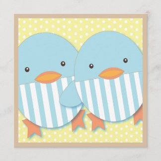 Invitation Baby shower jumeau mignon bleu de garçons