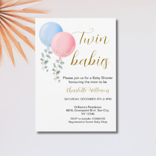 Invitation Baby shower jumeau neutre pour les femm