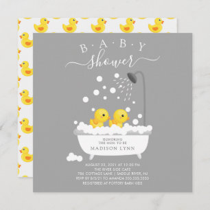 Invitation Baby shower jumeaux en caoutchouc