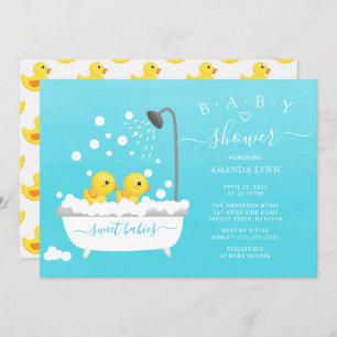 Invitation Baby shower jumeaux en caoutchouc
