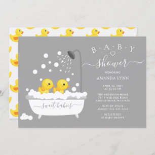 Invitation Baby shower jumeaux en caoutchouc