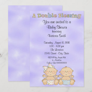 Invitation Baby shower jumeaux fille garçon