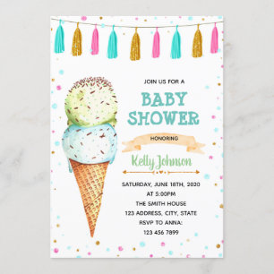 Invitation baby shower jumeaux glaces