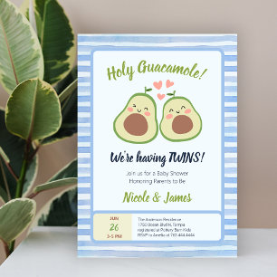 Invitation Baby shower jumeaux neutre genre de l'Avocado