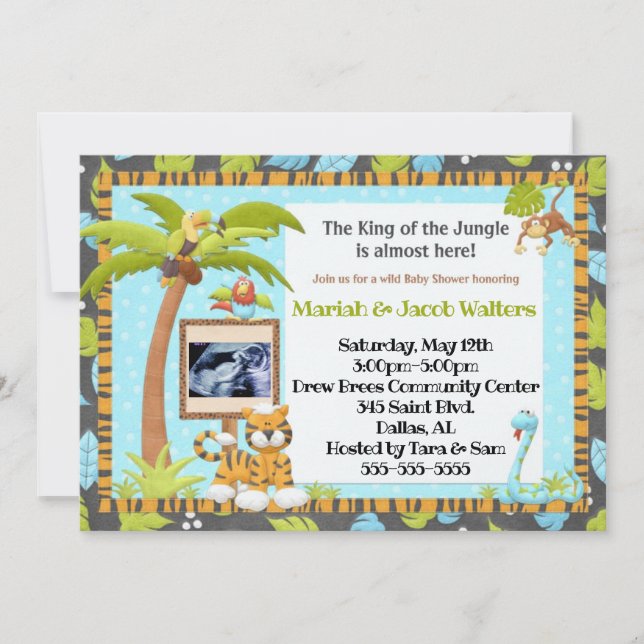 Invitation Baby shower Jungle (Devant)