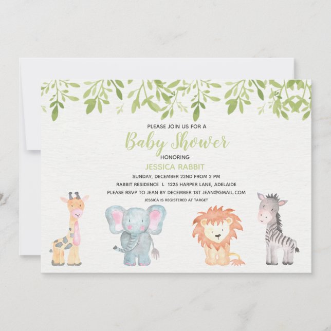 Invitation Baby shower Jungle (Devant)