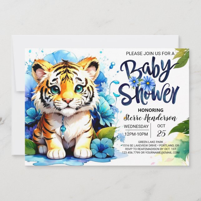Invitation Baby shower Jungle Adventure Tiger (Devant)