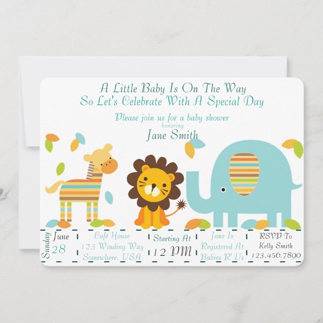 Invitation Baby Shower Jungle (Garçon) (Devant)