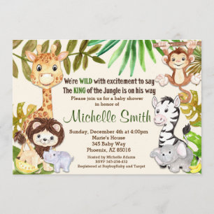 Invitation Baby shower Jungle, invitation Safari