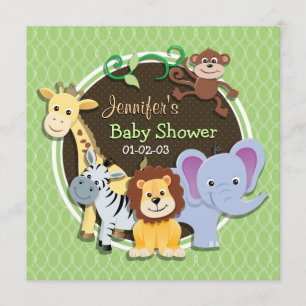 Invitation Baby shower Jungle mignon ; Ovales verts