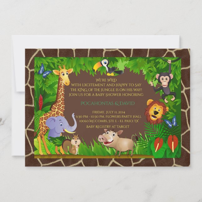 Invitation Baby shower, jungle, moderne, tendance, coloré (Devant)
