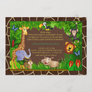 Invitation Baby shower, jungle, moderne, tendance, coloré