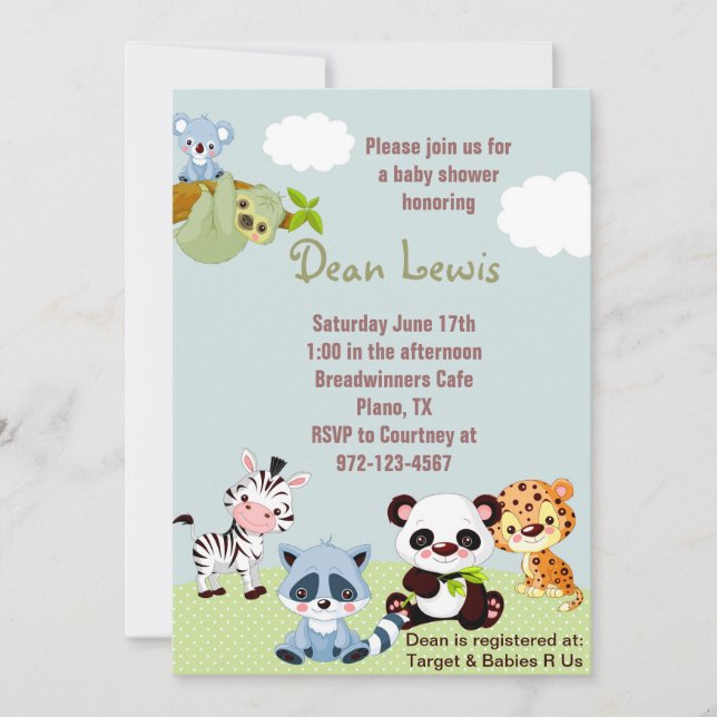 Invitation Baby shower Jungle Safari (Devant)