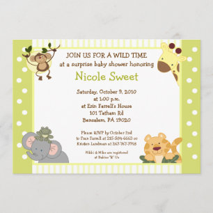 Invitation Baby shower Jungle Safari 5x7