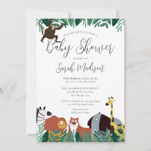 Invitation Baby shower Jungle Safari Animaux