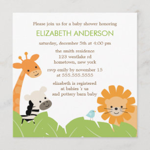 Invitation Baby shower Jungle Safari Animaux