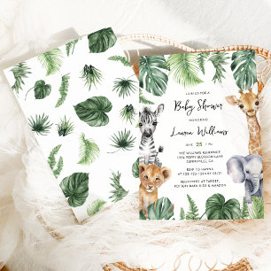 Invitation Baby shower Jungle Tropical Safari Animaux