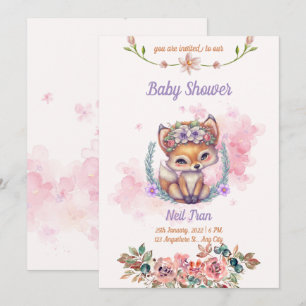 Invitation Baby shower Kawaii Baby Fox