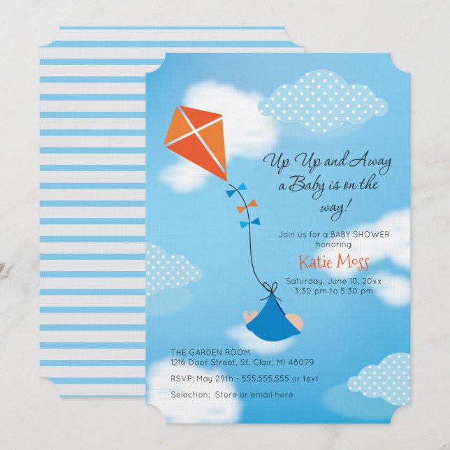 Invitation Baby shower Kite (Devant / Derrière)