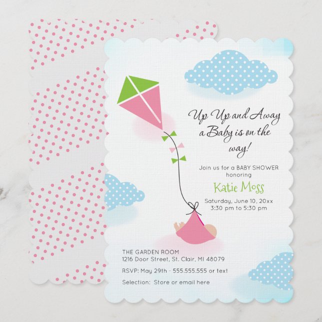 Invitation Baby shower Kite (Devant / Derrière)
