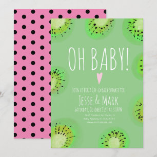 Invitation Baby shower Kiwi moderne Aquarelle Polis Points Ro