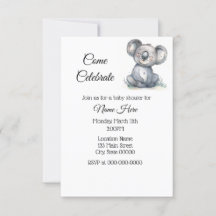 Baby shower Koala simple aquarelle