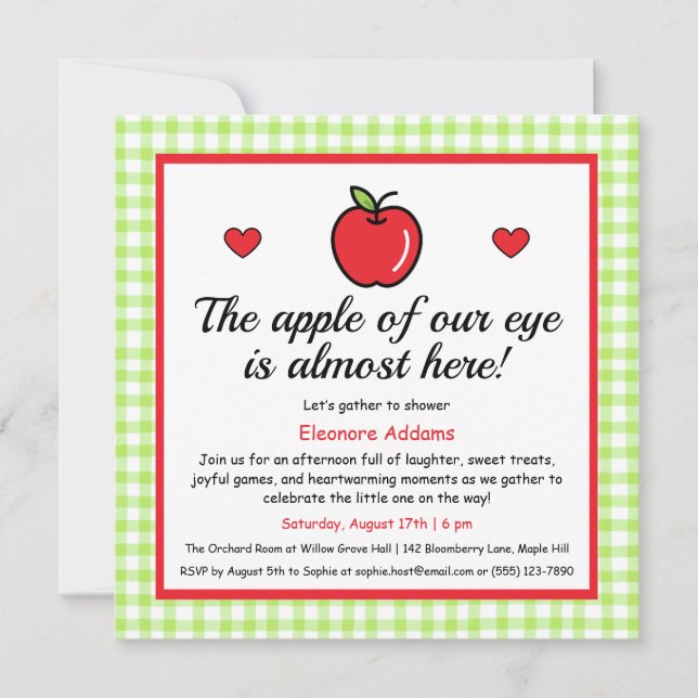 Invitation Baby shower "La pomme de notre oeil" (Devant)