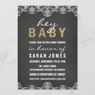 Invitation Baby shower Lace & Burlap