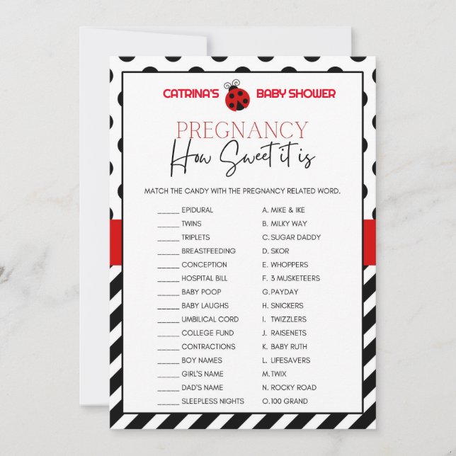 Invitation Baby shower Ladybug - Nom modifiable, 5x7 (Devant)