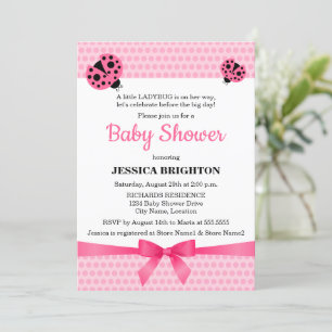Invitation Baby shower Ladybug rose mignon
