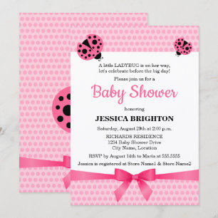 Invitation Baby shower Ladybug rose mignon