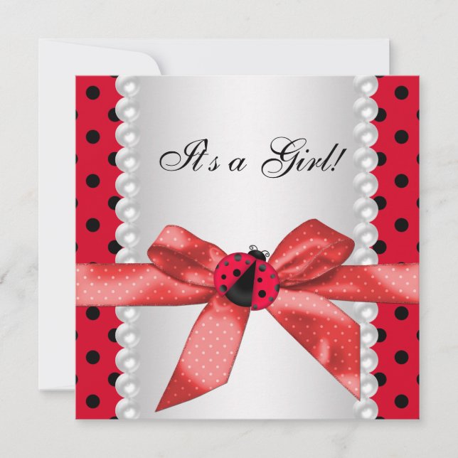 Invitation Baby Shower Ladybug Rouge (Devant)