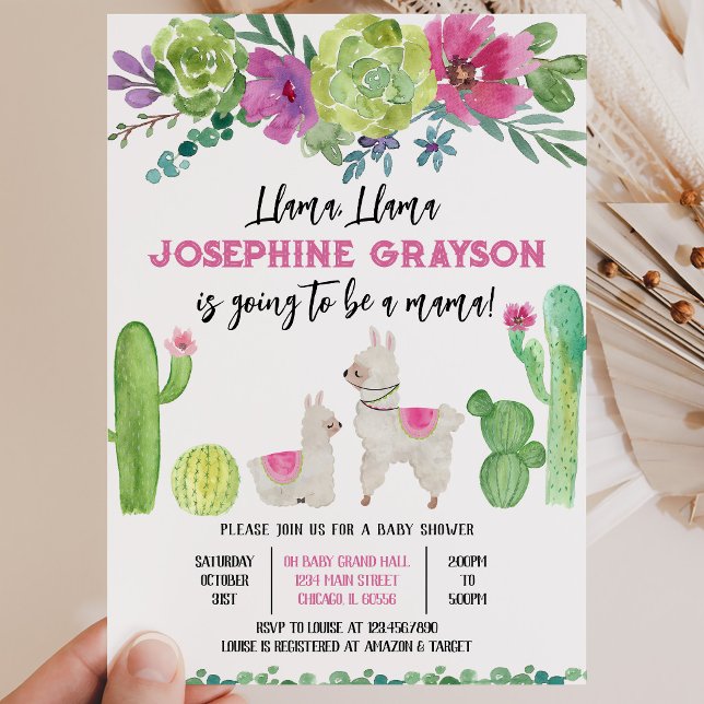 Invitation Baby Shower Lama (Créateur téléchargé)