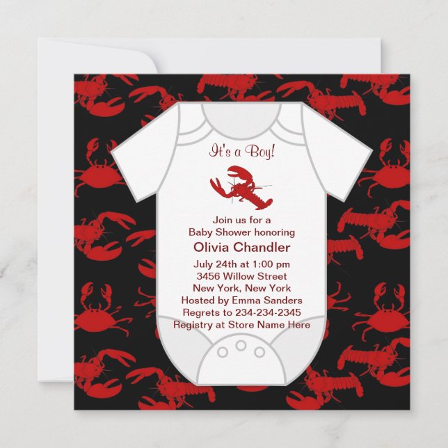 Invitation Baby Shower Langouste Écrevisse (Devant)