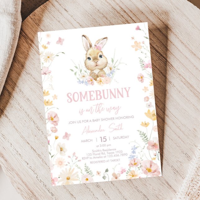 Invitation Baby shower lapin (Somebunny Rabbit Baby Shower Invitation)