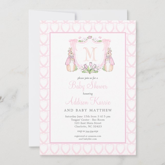 Invitation Baby shower lapin (Devant)