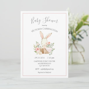 Invitation Baby shower lapin à lapin rose