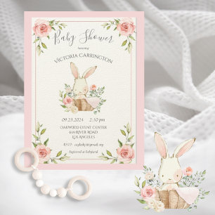 Invitation Baby shower lapin à lapin rose