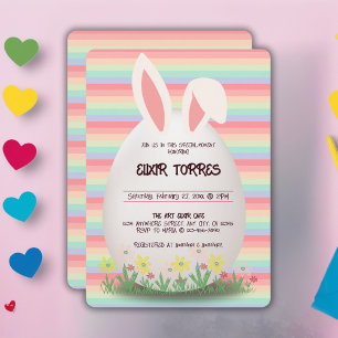 Invitation Baby shower lapin aux oeufs de Pâques Pastel