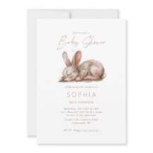 Baby shower lapin couché Couleurs neutres