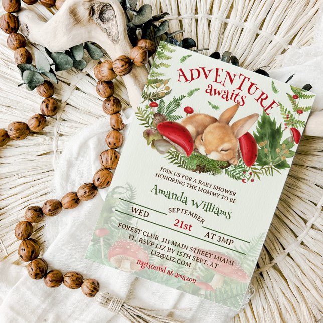 Invitation Baby-Shower Lapin de Bois (Créateur téléchargé)