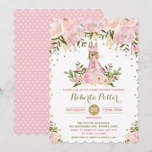 Invitation Baby shower lapin de lapin de fleurs ro