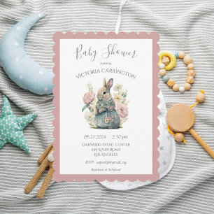 Invitation Baby shower lapin de lapin rose