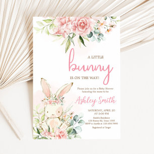 Invitation Baby shower lapin de lapin rose
