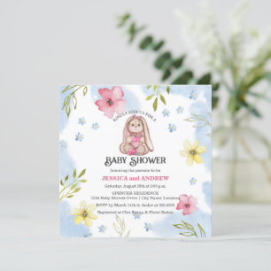 Invitation Baby shower lapin fille Whimsical