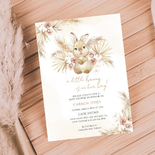 Invitation Baby Shower Lapin Herbe de Pampas Bohème