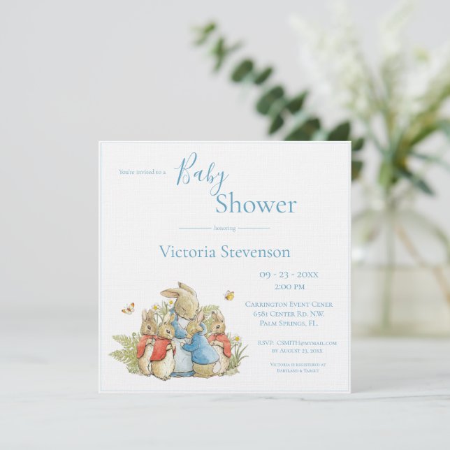 Invitation Baby shower lapin lapin (Debout devant)