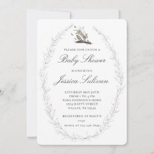 Invitation Baby shower lapin lièvre de luxe moderne