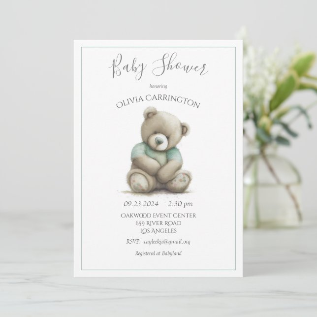Invitation Baby shower lapin mignon lapin (Debout devant)