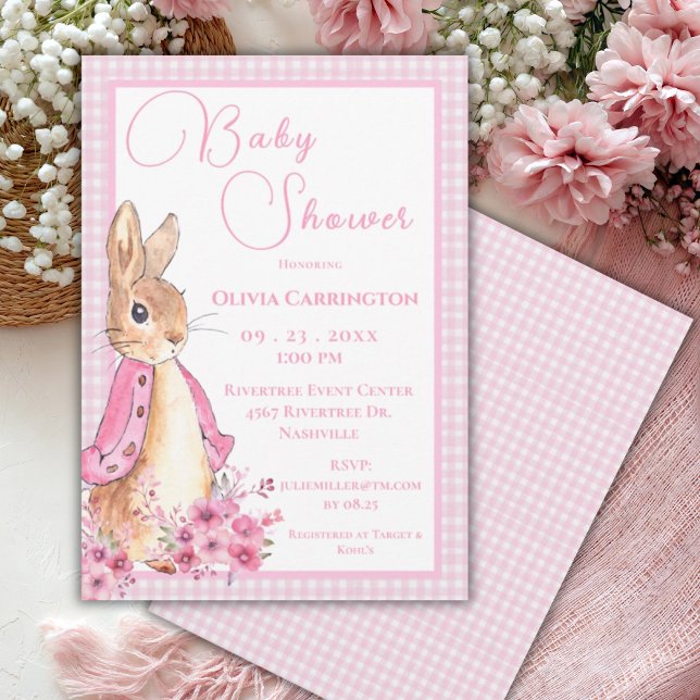 Invitation Baby shower lapin rose (Créateur téléchargé)